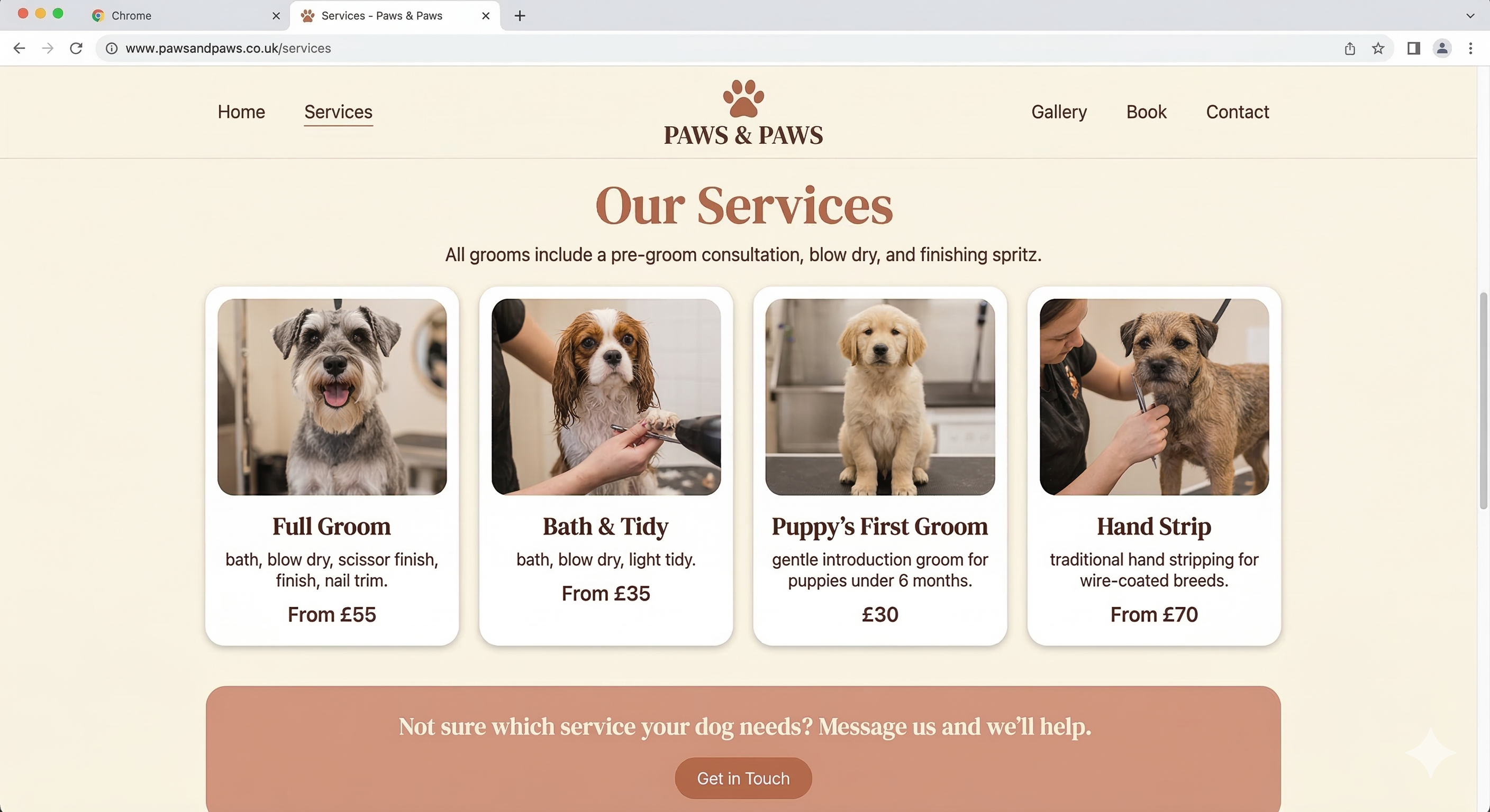 Services page