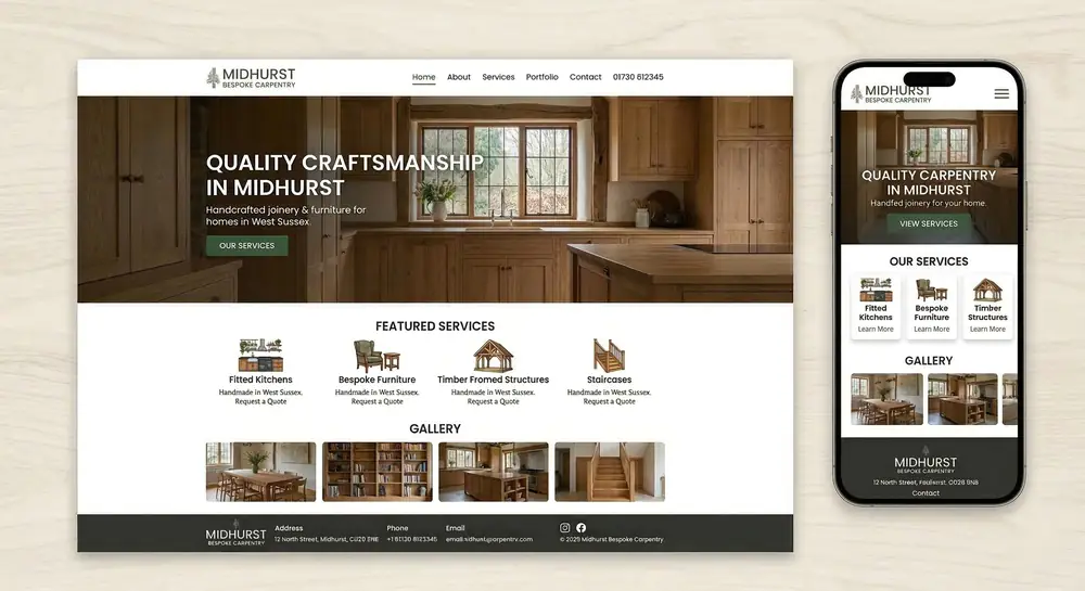 Midhurst Bespoke Carpentry website concept